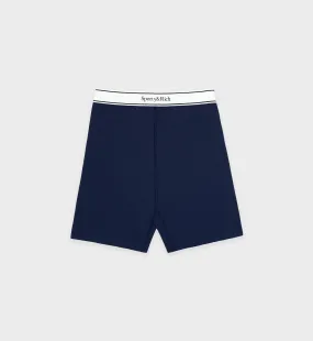 Serif Logo Biker Short - Navy