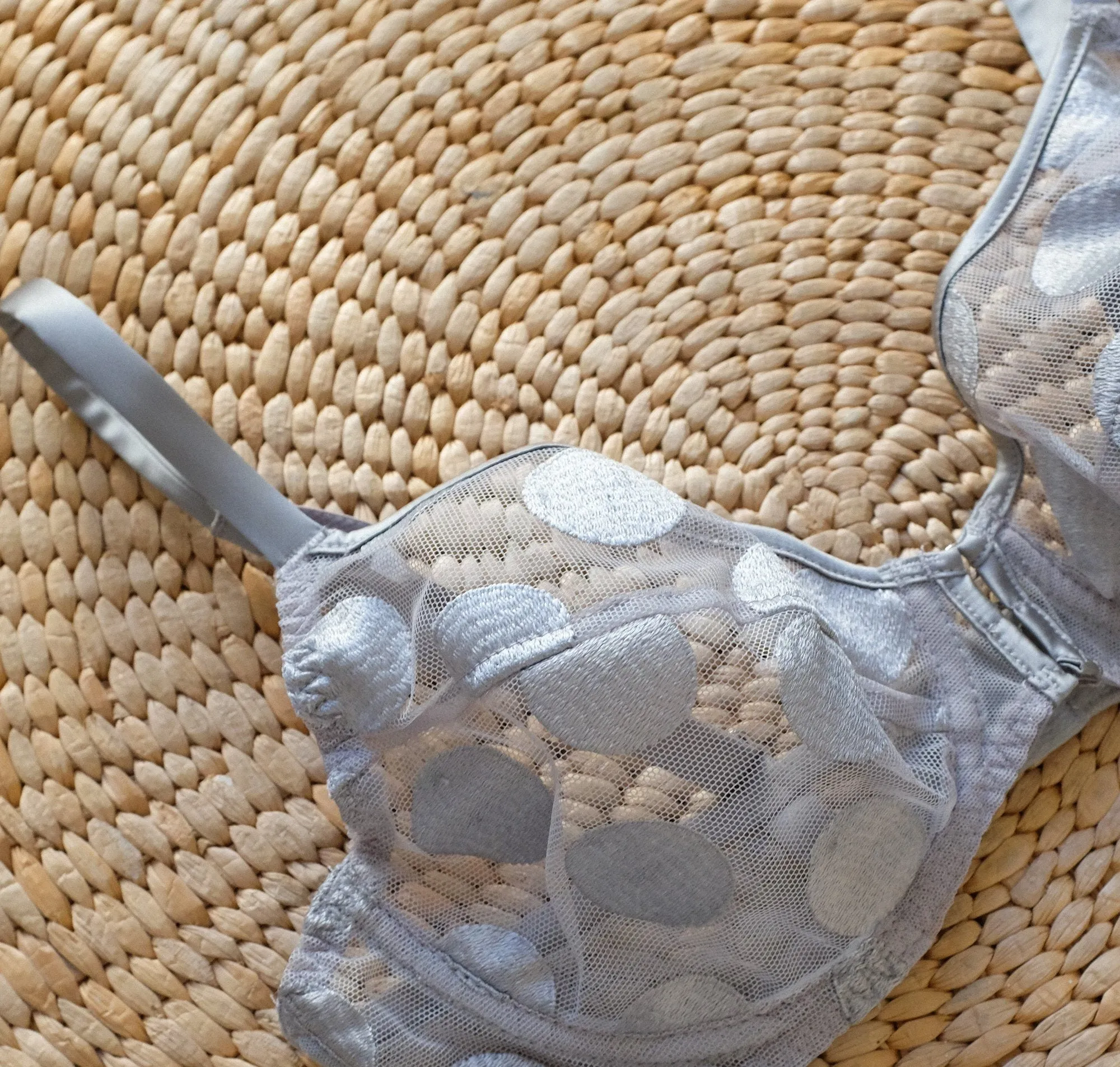 Spot detail plunge bra [Silver]