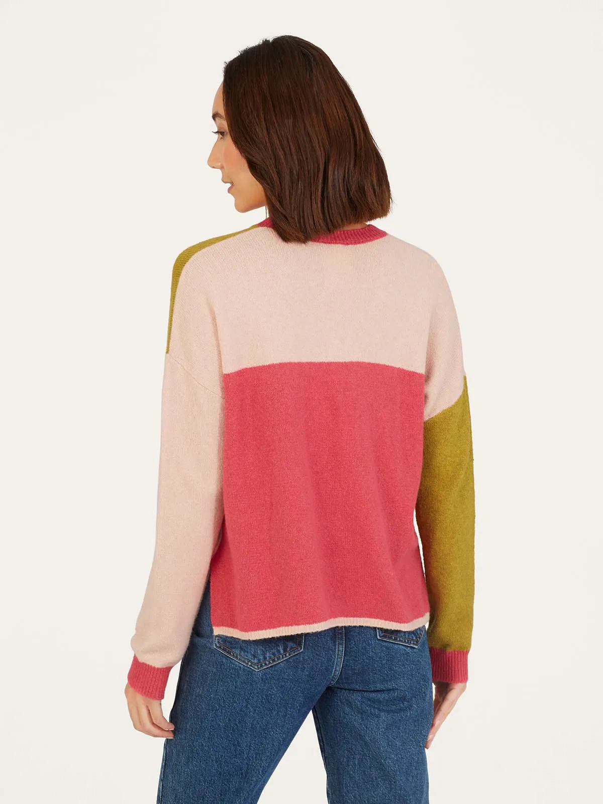 Stef Organic Cotton Fluffy Colour Block Jumper - Multi