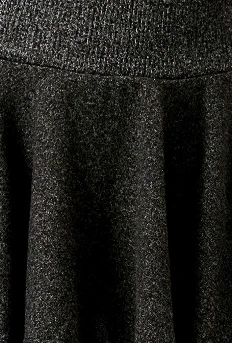 Sweater Knit A-line Ruffle Mini Skort - Heather Charcoal