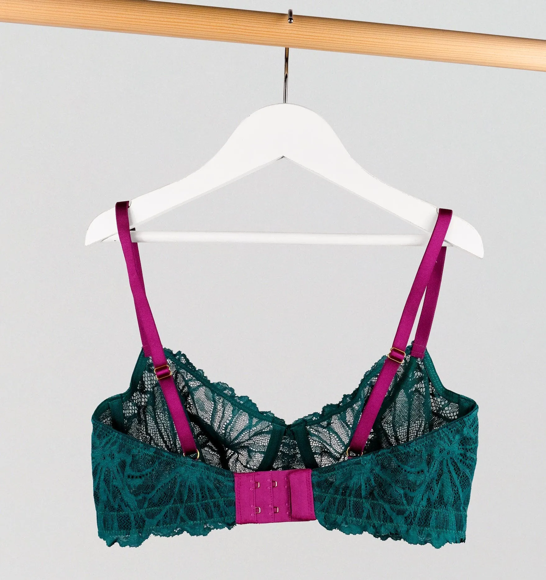 Teal lace & plum balconette