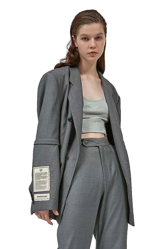 Unisex Grey Patched Jacket with Removable Sleeves