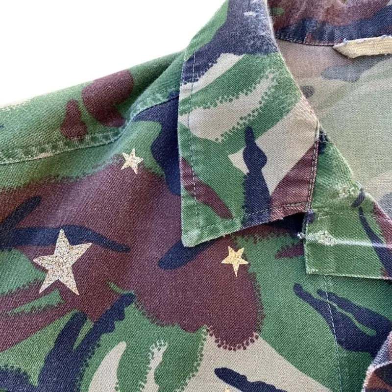 Upcycled Army Over Shirt with Stars