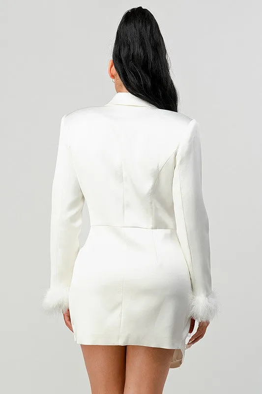 Wish You Well- All White Feathered Blazer