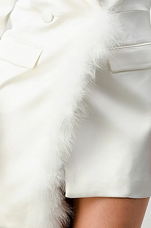 Wish You Well- All White Feathered Blazer