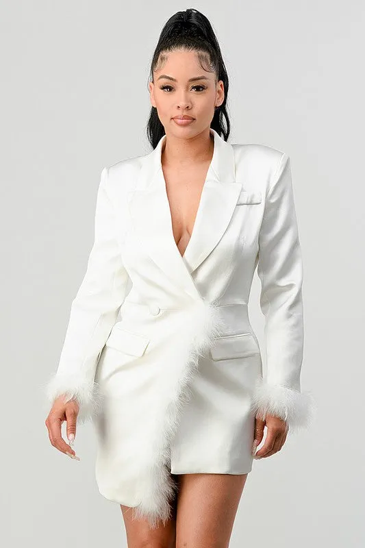 Wish You Well- All White Feathered Blazer