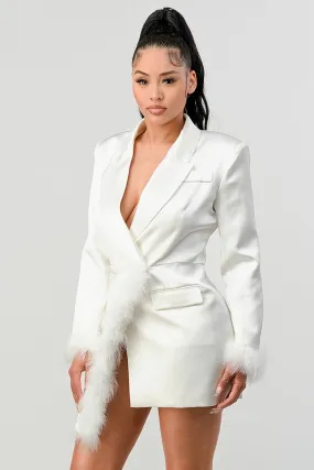 Wish You Well- All White Feathered Blazer