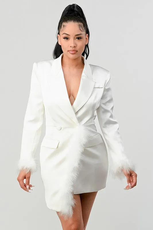 Wish You Well- All White Feathered Blazer