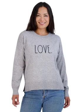 Women's Embroidered "LOVE" Knit Gray Sweater