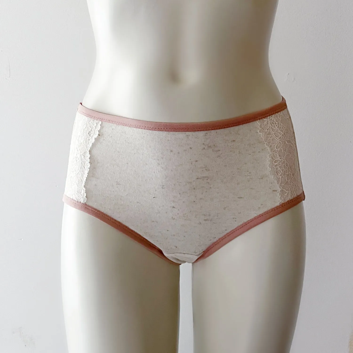 Women's linen underwear brief - natural off-white