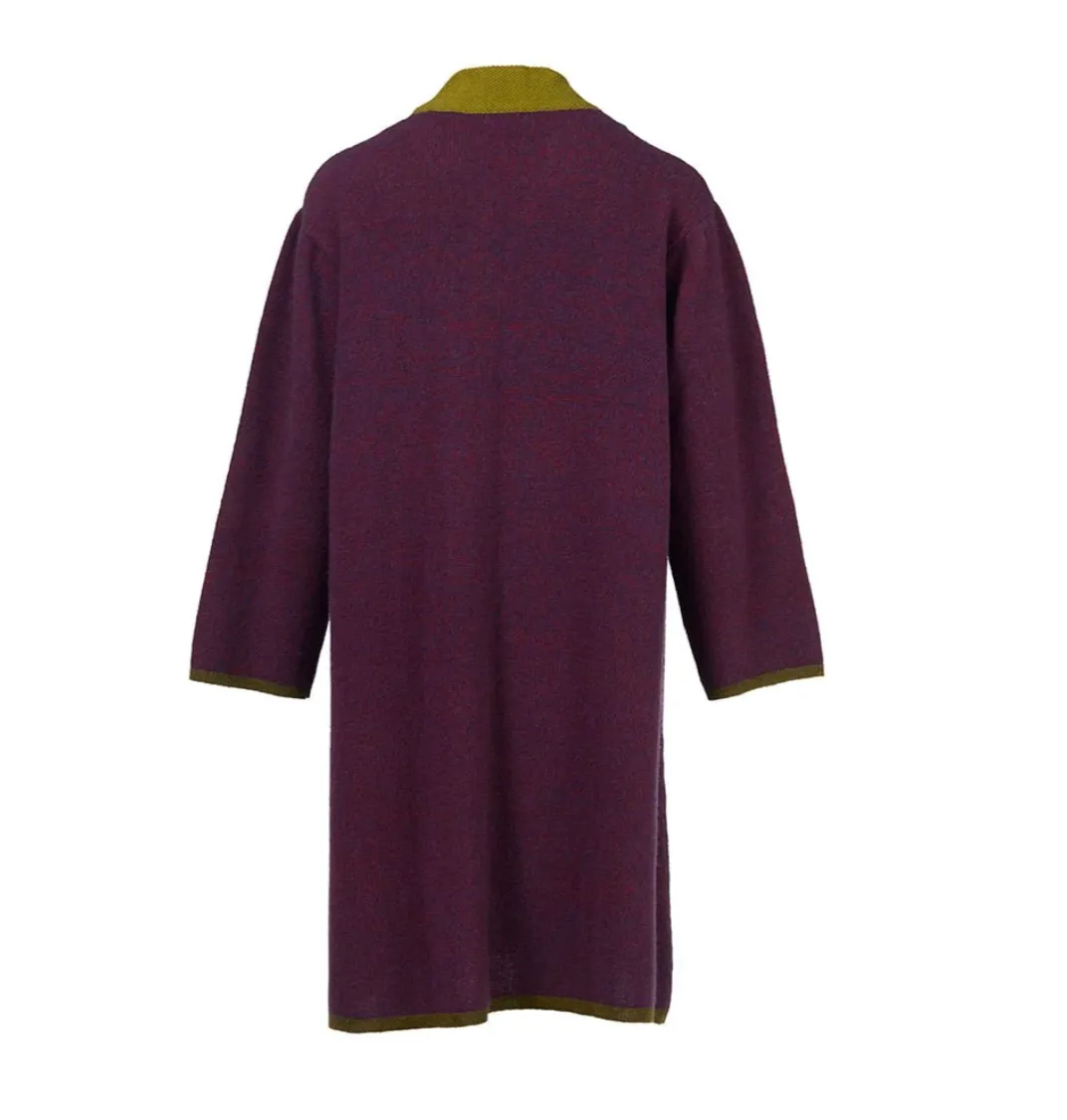 Yak wool long coat\ cardigan 'loose petunia'